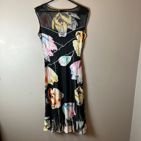 Komarov Floral Sleeveless Midi Dress Y2K 2000s Fairy Whimsy Goth‎ Sz Small Flowy - Picture 1 of 7